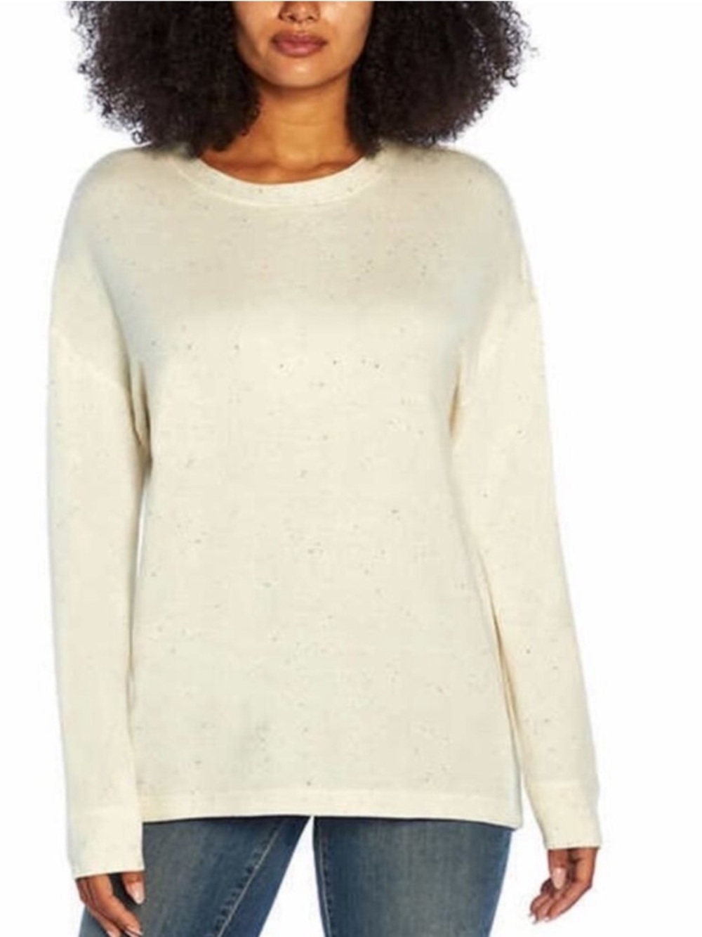 Three Dots Ivory Confetti Speckled Pullover Top Size XXL